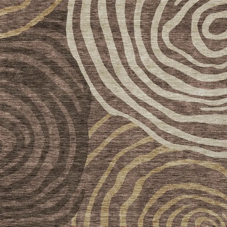 10' X 14' Brown And Taupe Abstract Washable Indoor Outdoor Area Rug