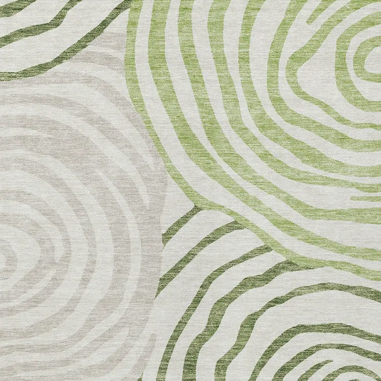 3' X 5' Artichoke Green And Fern Green Abstract Washable Indoor Outdoor Area Rug