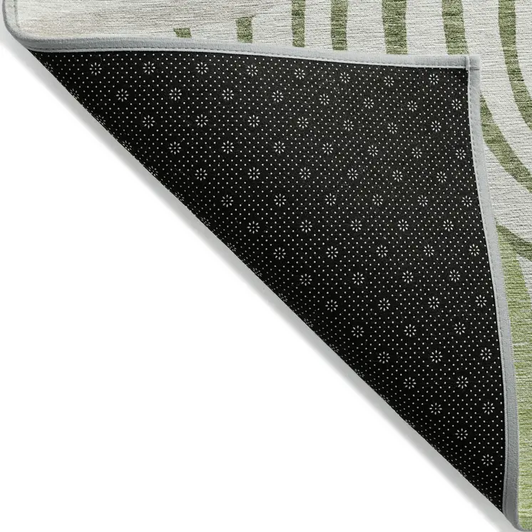 5' X 8' Artichoke Green And Fern Green Abstract Washable Indoor Outdoor Area Rug