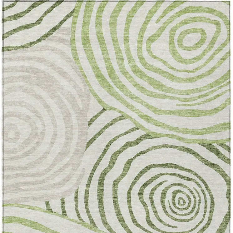 8' X 10' Artichoke Green And Fern Green Abstract Washable Indoor Outdoor Area Rug