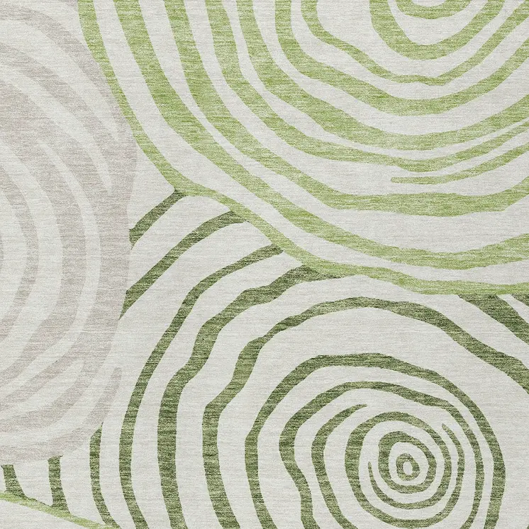 9' X 12' Artichoke Green And Fern Green Abstract Washable Indoor Outdoor Area Rug