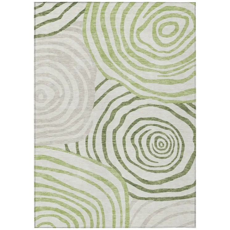 10' X 14' Artichoke Green And Fern Green Abstract Washable Indoor Outdoor Area Rug