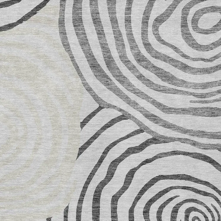 3' X 5' Gray Charcoal And Silver Abstract Washable Indoor Outdoor Area Rug