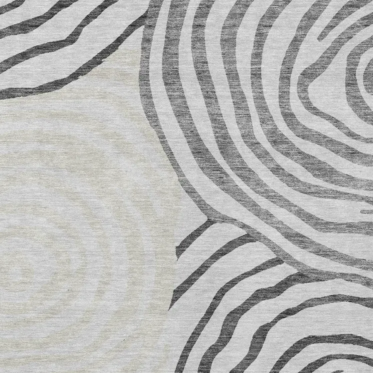 5' X 8' Gray Charcoal And Silver Abstract Washable Indoor Outdoor Area Rug
