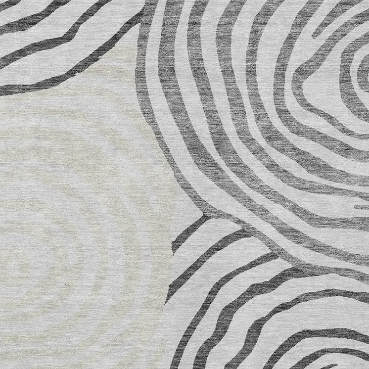 8' X 10' Gray Charcoal And Silver Abstract Washable Indoor Outdoor Area Rug