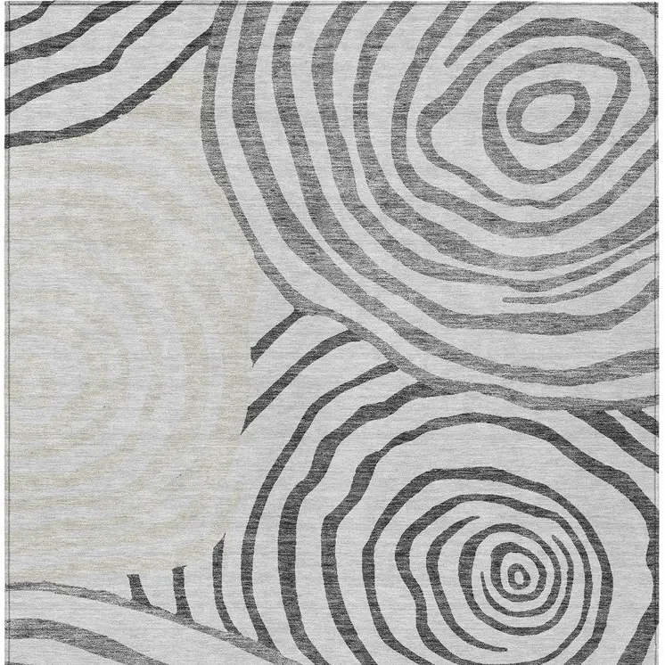 9' X 12' Gray Charcoal And Silver Abstract Washable Indoor Outdoor Area Rug