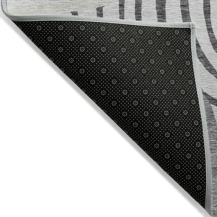 9' X 12' Gray Charcoal And Silver Abstract Washable Indoor Outdoor Area Rug
