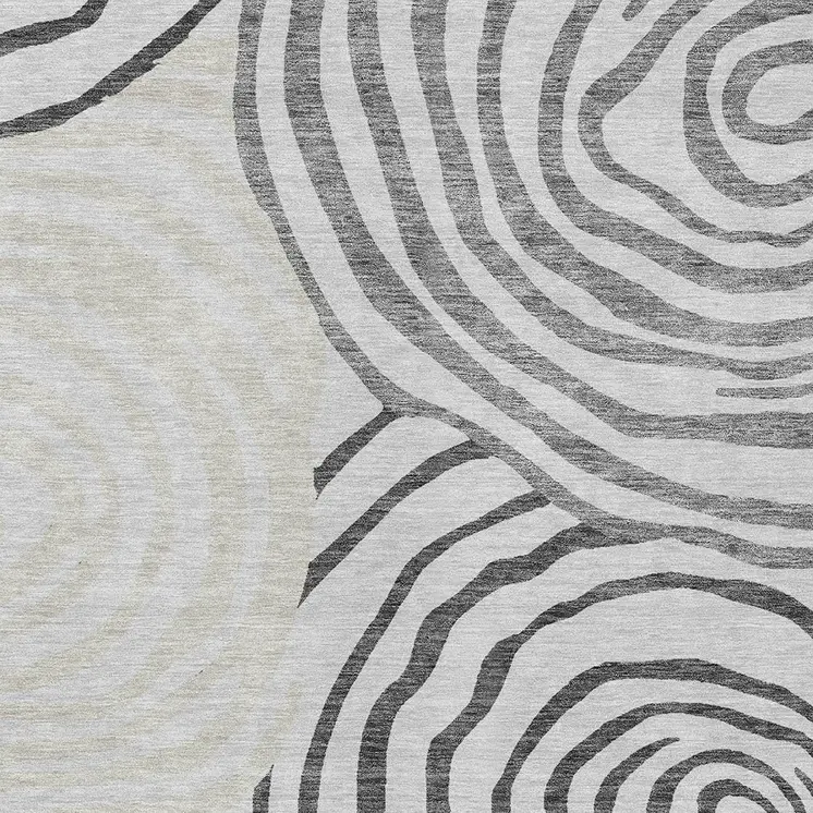 9' X 12' Gray Charcoal And Silver Abstract Washable Indoor Outdoor Area Rug