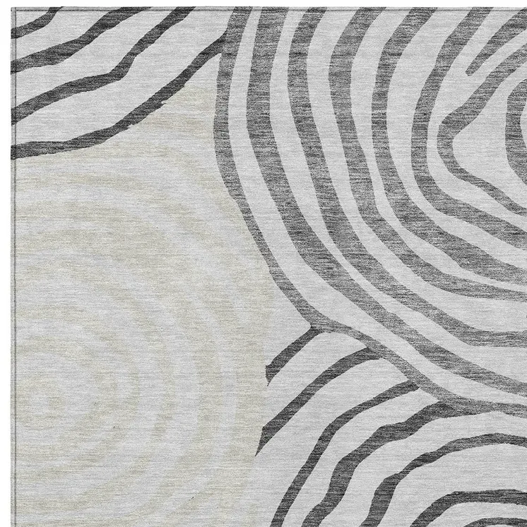 10' X 14' Gray Charcoal And Silver Abstract Washable Indoor Outdoor Area Rug