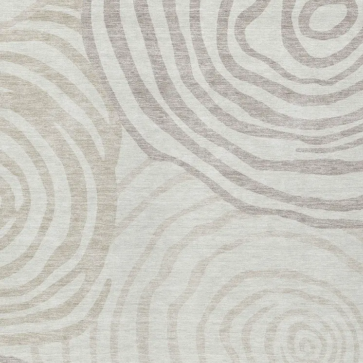 3' X 5' Ivory Beige And Khaki Abstract Washable Indoor Outdoor Area Rug