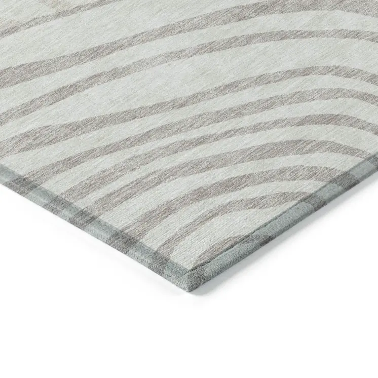 8' X 10' Ivory Beige And Khaki Abstract Washable Indoor Outdoor Area Rug