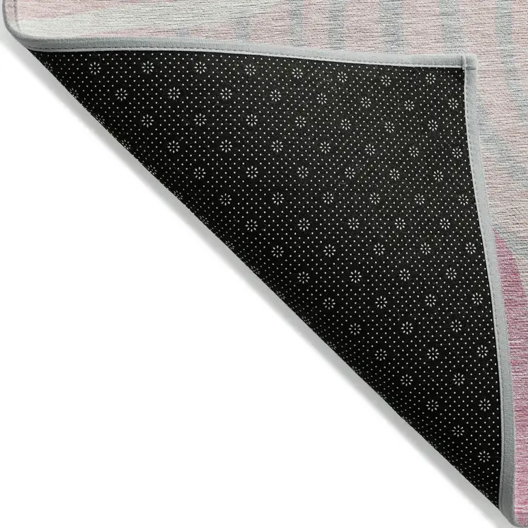 3' X 5' Pink Ivory And Gray Abstract Washable Indoor Outdoor Area Rug
