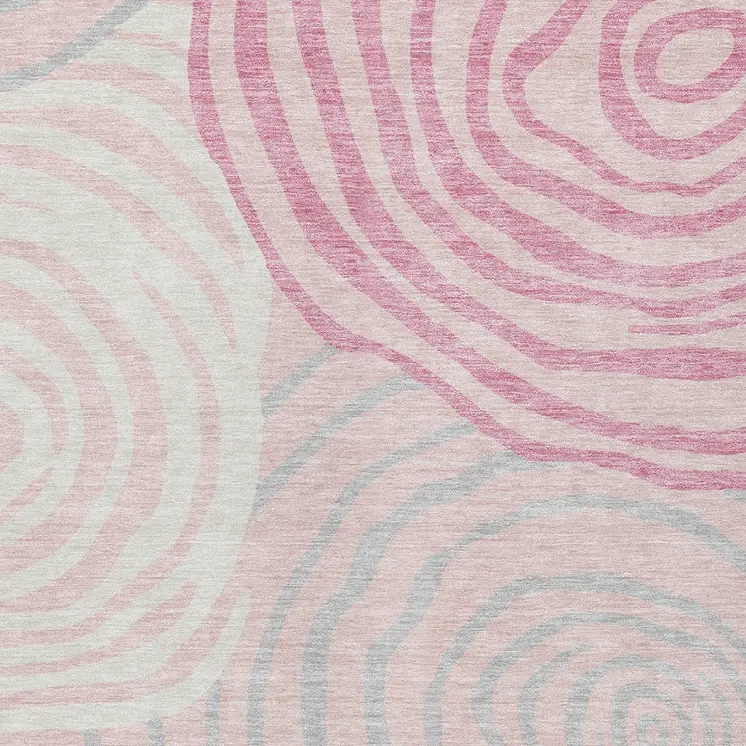9' X 12' Pink Ivory And Gray Abstract Washable Indoor Outdoor Area Rug