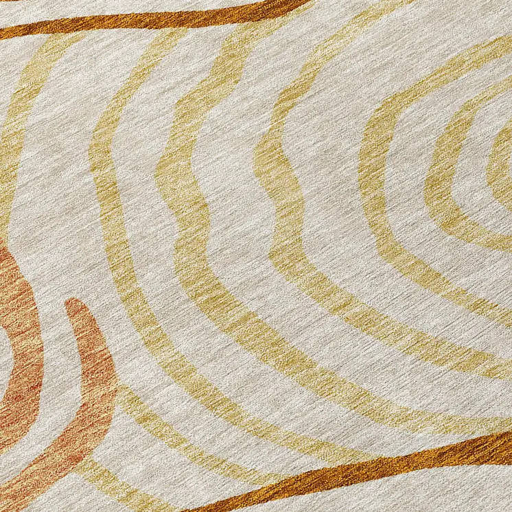 3' X 5' Terra Cotta Copper And Gold Abstract Washable Indoor Outdoor Area Rug