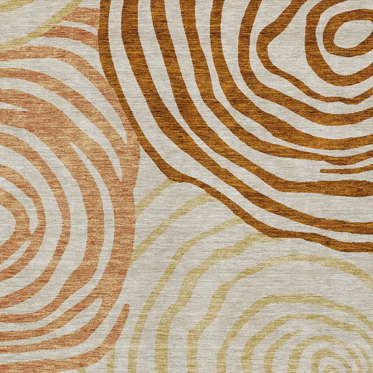 10' X 14' Terra Cotta Copper And Gold Abstract Washable Indoor Outdoor Area Rug