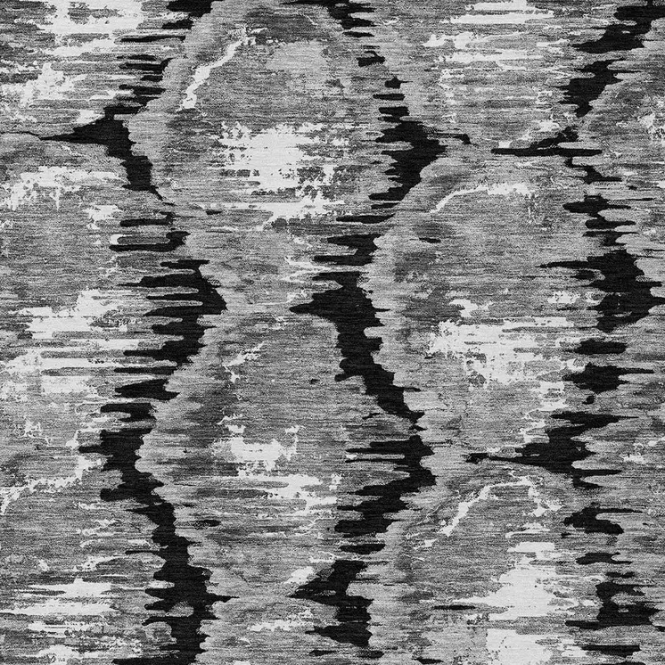 8' X 10' Black Charcoal And Silver Abstract Washable Indoor Outdoor Area Rug