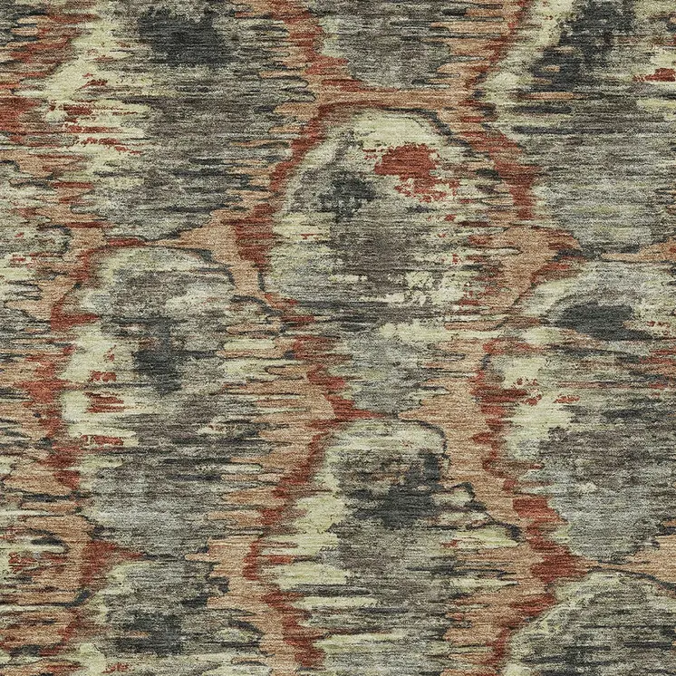 3' X 5' Copper Gray And Charcoal Abstract Washable Indoor Outdoor Area Rug