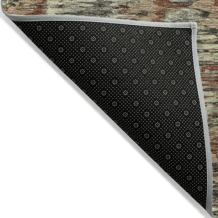 5' X 8' Copper Gray And Charcoal Abstract Washable Indoor Outdoor Area Rug