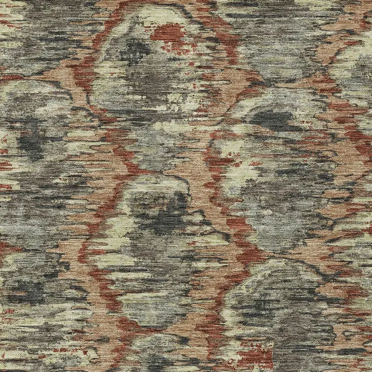 5' X 8' Copper Gray And Charcoal Abstract Washable Indoor Outdoor Area Rug
