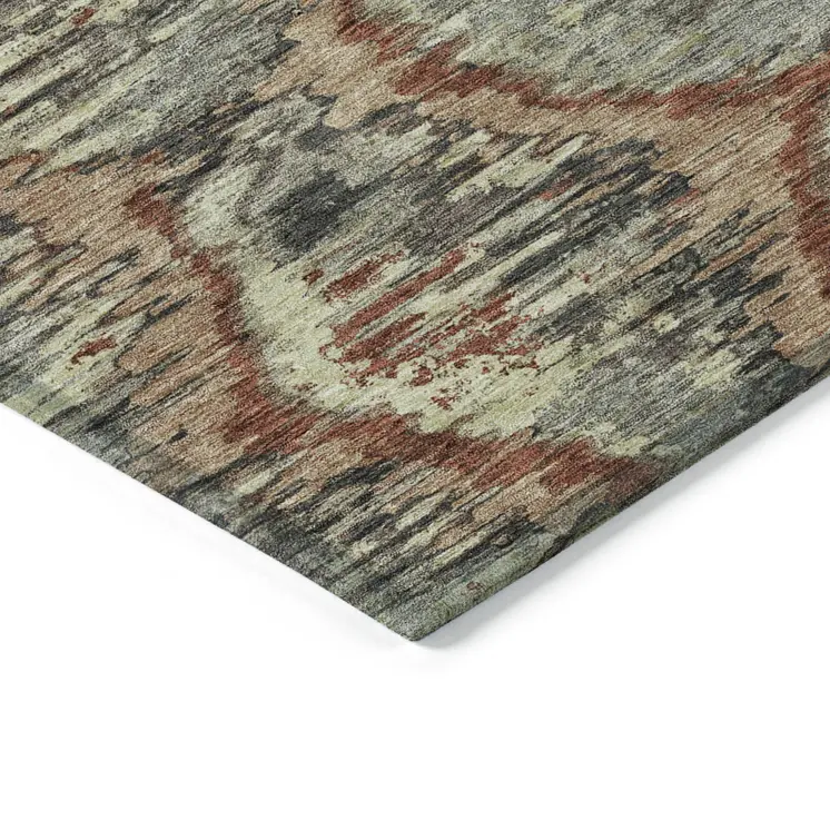 9' X 12' Copper Gray And Charcoal Abstract Washable Indoor Outdoor Area Rug