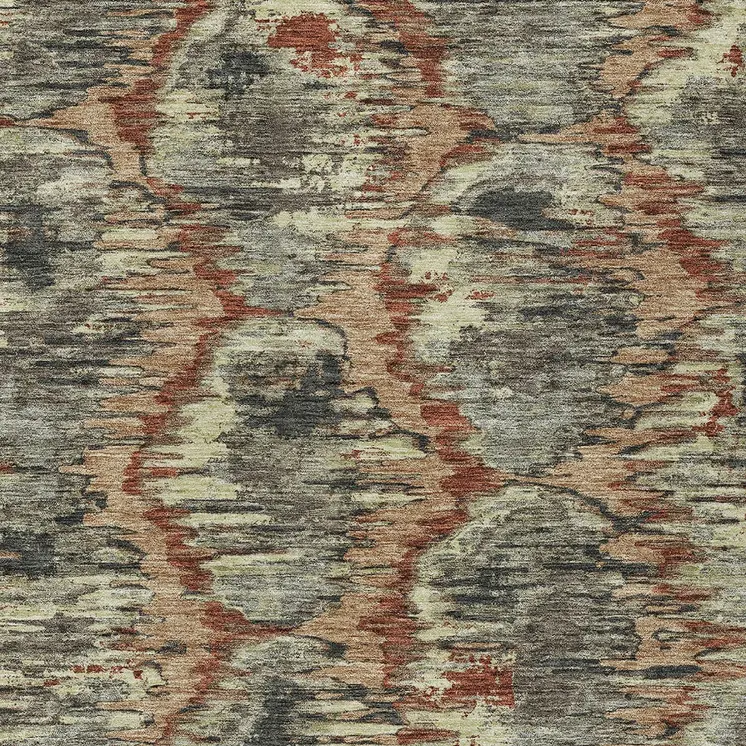 9' X 12' Copper Gray And Charcoal Abstract Washable Indoor Outdoor Area Rug