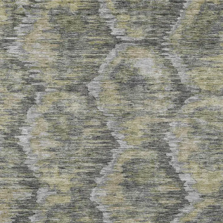 3' X 5' Gray Silver And Wheat Abstract Washable Indoor Outdoor Area Rug