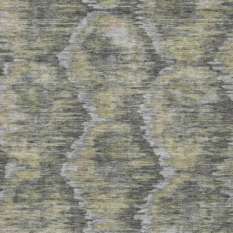 5' X 8' Gray Silver And Wheat Abstract Washable Indoor Outdoor Area Rug