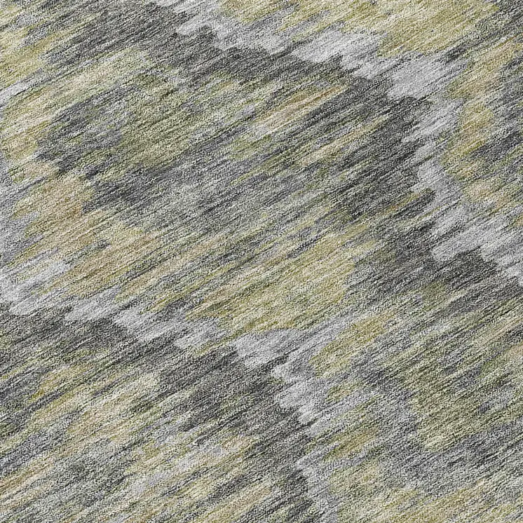 8' Gray Silver And Wheat Round Abstract Washable Indoor Outdoor Area Rug