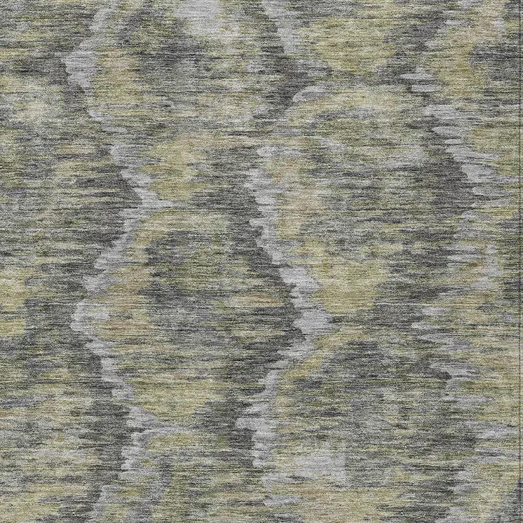 8' X 10' Gray Silver And Wheat Abstract Washable Indoor Outdoor Area Rug