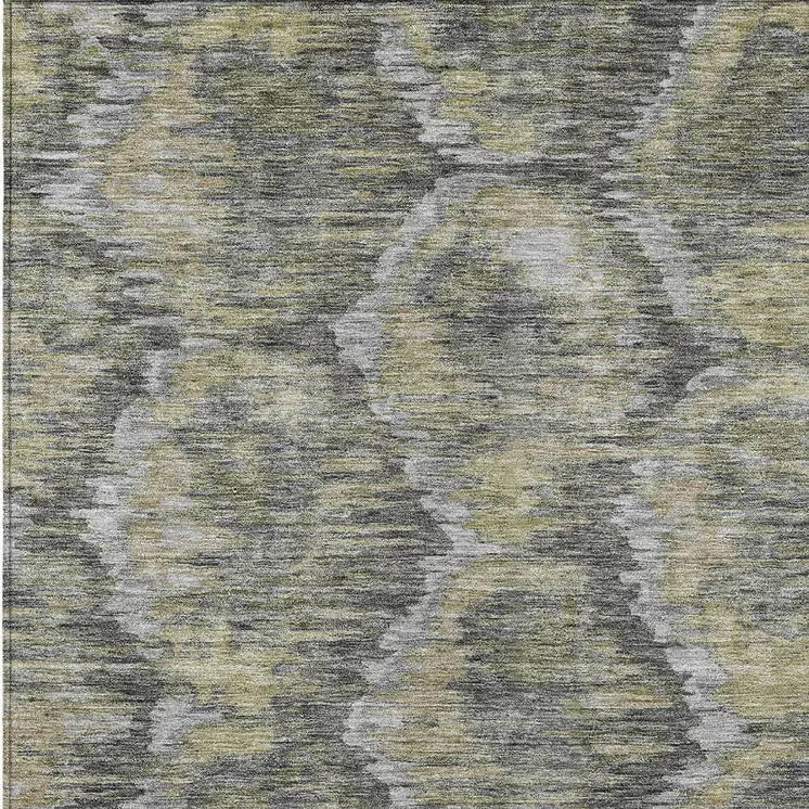 9' X 12' Gray Silver And Wheat Abstract Washable Indoor Outdoor Area Rug