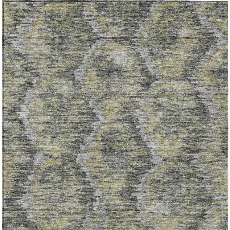 10' X 14' Gray Silver And Wheat Abstract Washable Indoor Outdoor Area Rug