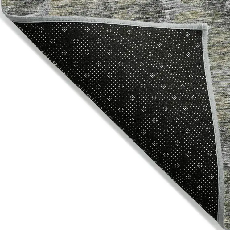 10' X 14' Gray Silver And Wheat Abstract Washable Indoor Outdoor Area Rug