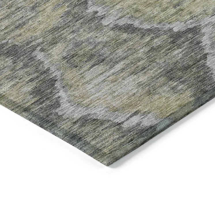 10' X 14' Gray Silver And Wheat Abstract Washable Indoor Outdoor Area Rug