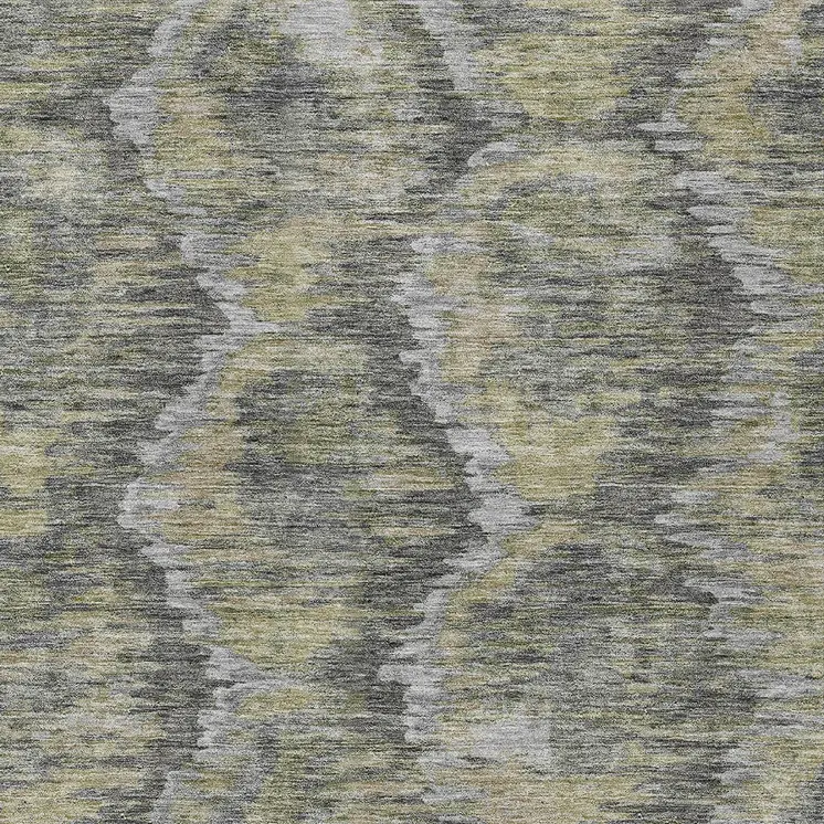 10' X 14' Gray Silver And Wheat Abstract Washable Indoor Outdoor Area Rug