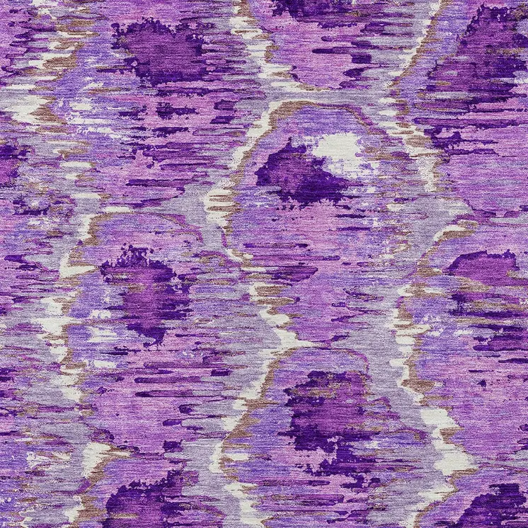 5' X 8' Lavender Purple And Ivory Abstract Washable Indoor Outdoor Area Rug