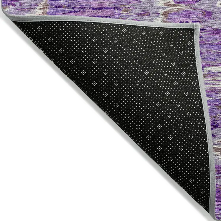 10' X 14' Lavender Purple And Ivory Abstract Washable Indoor Outdoor Area Rug