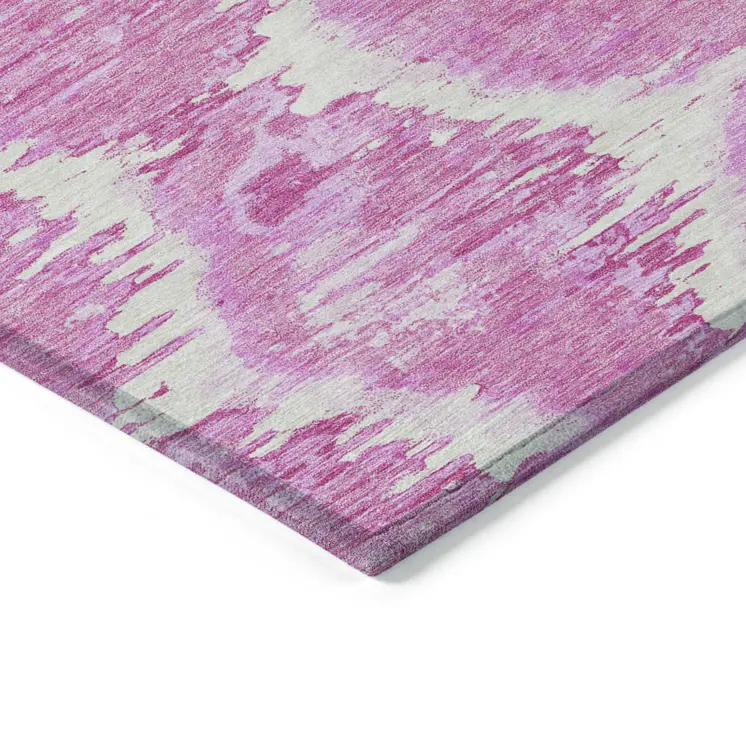 3' X 5' Pink Blush And Mauve Abstract Washable Indoor Outdoor Area Rug