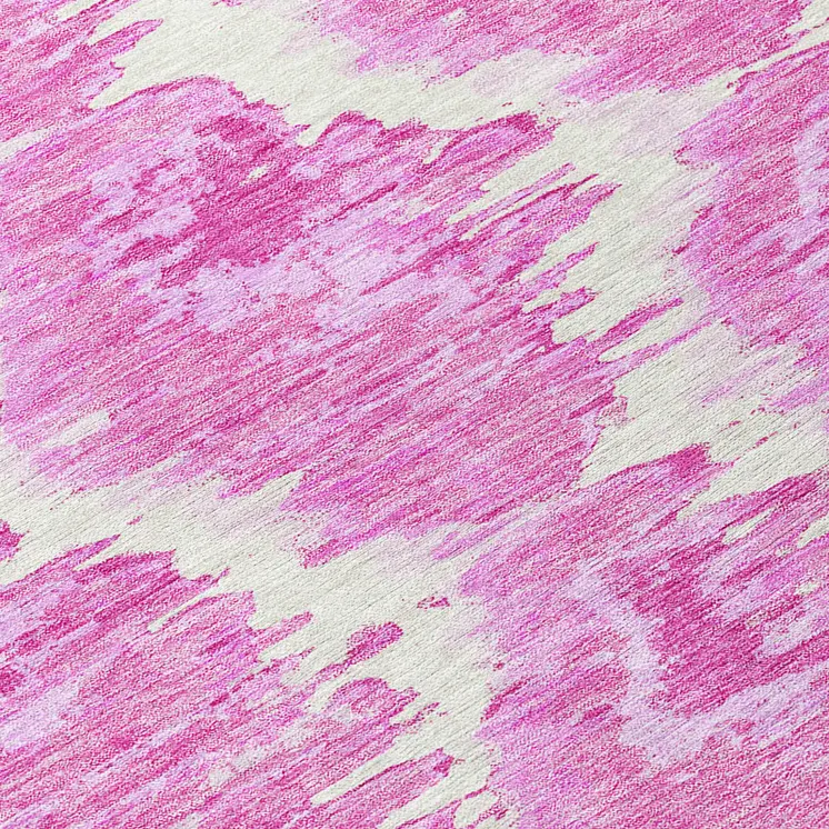 8' Pink Blush And Mauve Round Abstract Washable Indoor Outdoor Area Rug