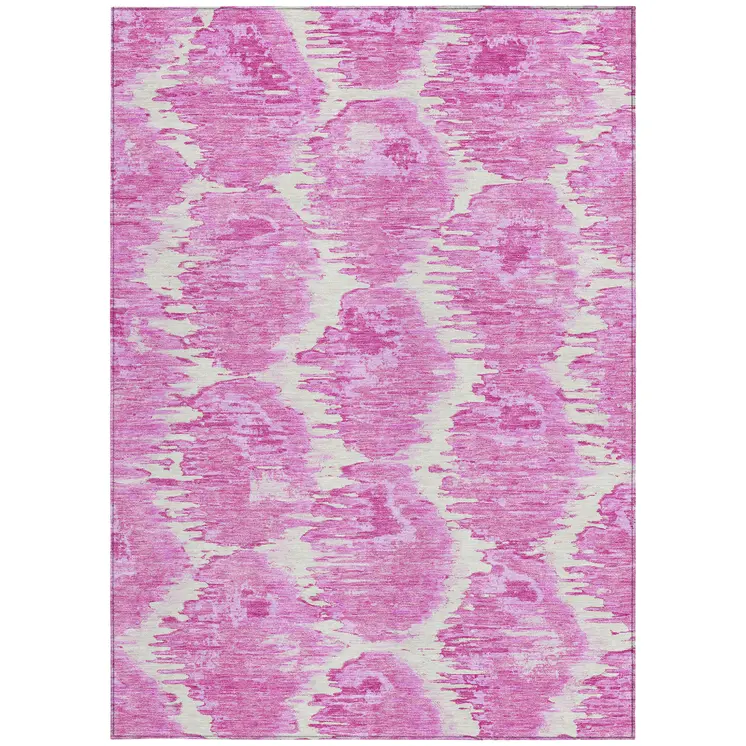 8' X 10' Pink Blush And Mauve Abstract Washable Indoor Outdoor Area Rug