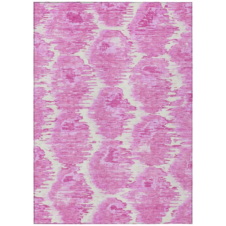 8' X 10' Pink Blush And Mauve Abstract Washable Indoor Outdoor Area Rug