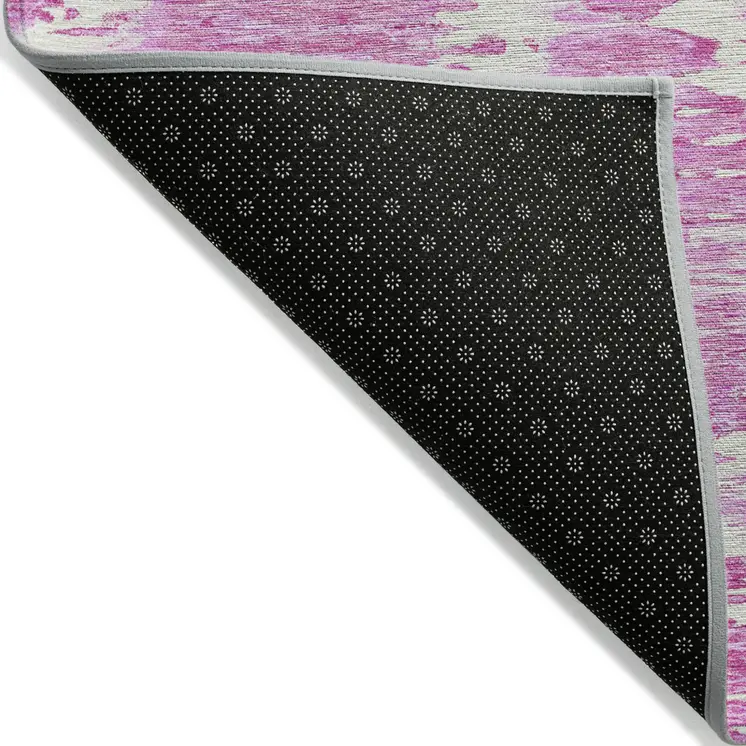 8' X 10' Pink Blush And Mauve Abstract Washable Indoor Outdoor Area Rug