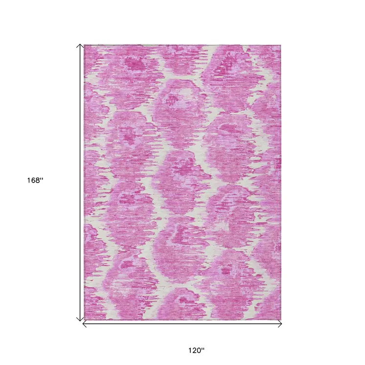 10' X 14' Pink Blush And Mauve Abstract Washable Indoor Outdoor Area Rug