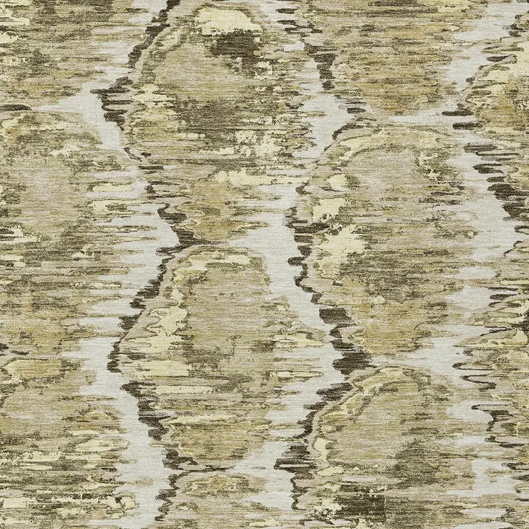 5' X 8' Taupe Brown And Beige Abstract Washable Indoor Outdoor Area Rug