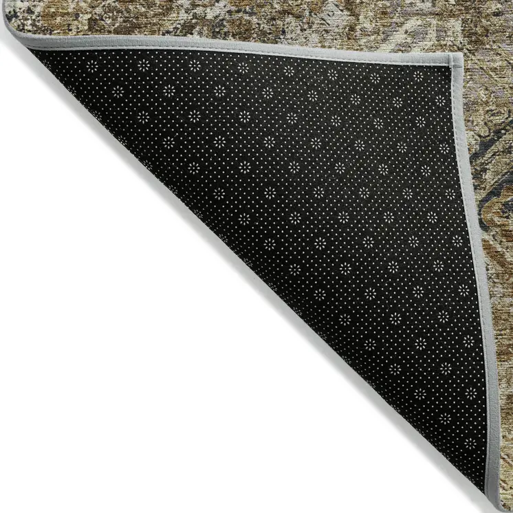 10' X 14' Beige Brown And Copper Geometric Washable Indoor Outdoor Area Rug