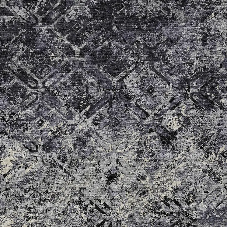 3' X 5' Black Gray And Silver Geometric Washable Indoor Outdoor Area Rug