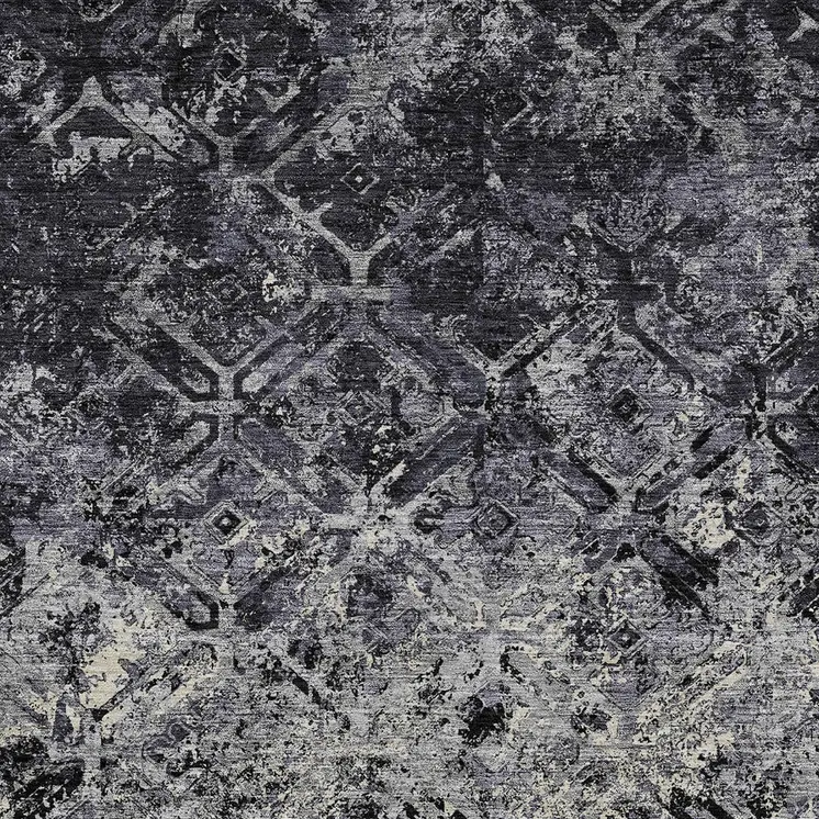 8' X 10' Black Gray And Silver Geometric Washable Indoor Outdoor Area Rug