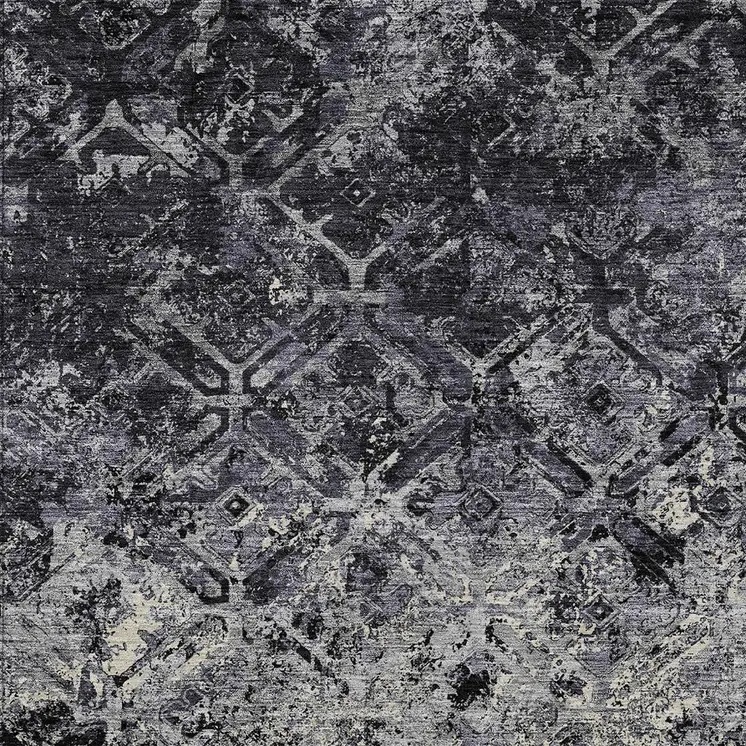 9' X 12' Black Gray And Silver Geometric Washable Indoor Outdoor Area Rug
