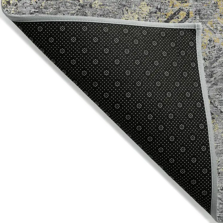 5' X 8' Gray Silver And Charcoal Geometric Washable Indoor Outdoor Area Rug