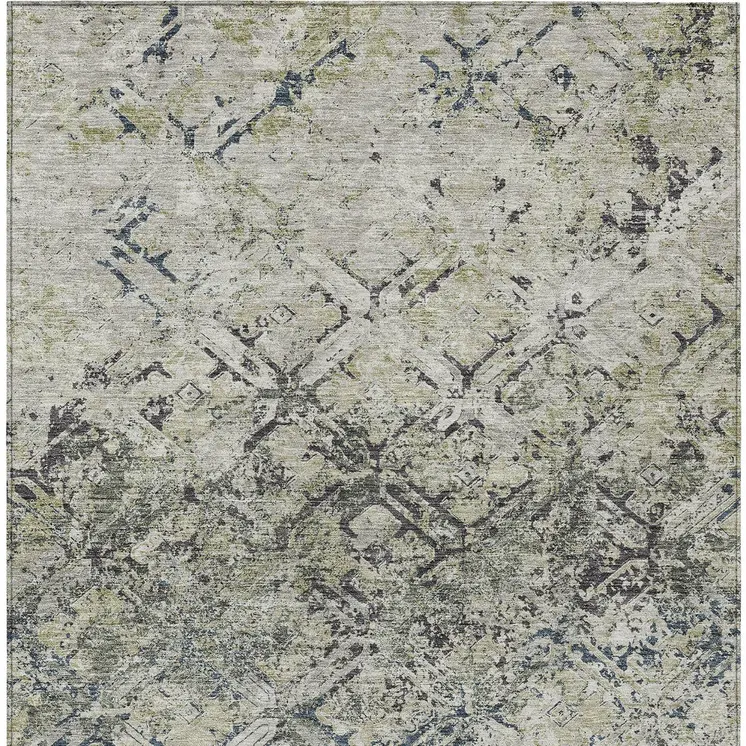 3' X 5' Silver Gray And Charcoal Geometric Washable Indoor Outdoor Area Rug