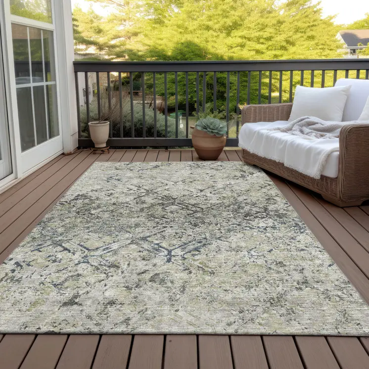 3' X 5' Silver Gray And Charcoal Geometric Washable Indoor Outdoor Area Rug